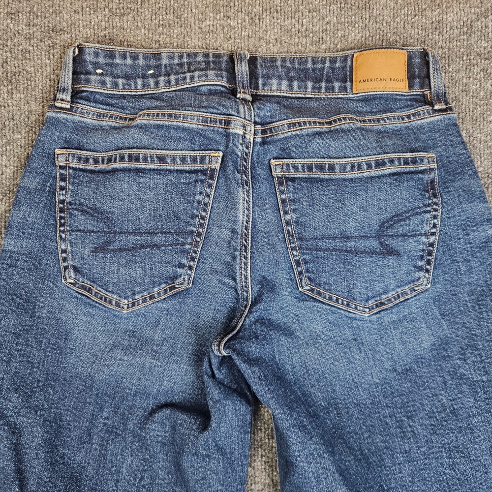 American‎ Eagle Low-Rise Baggy Wide Leg Jeans Women's 0 Stretch Dark Wash Denim - Picture 11 of 11